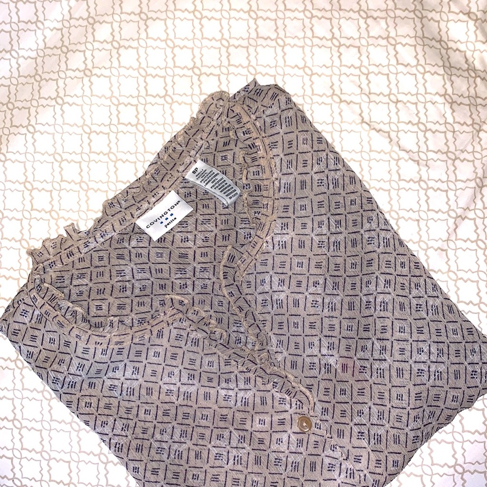 Womens Tan Patterned Covington Georgette Blouse Top